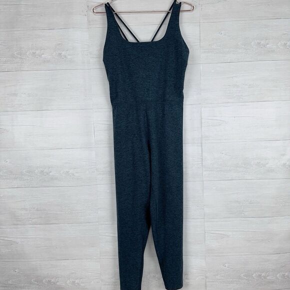 NWT Calia LustraLux Bodysuit Women XL Strappy Back Deep Aqua Blue Yoga $110 - Picture 2 of 15